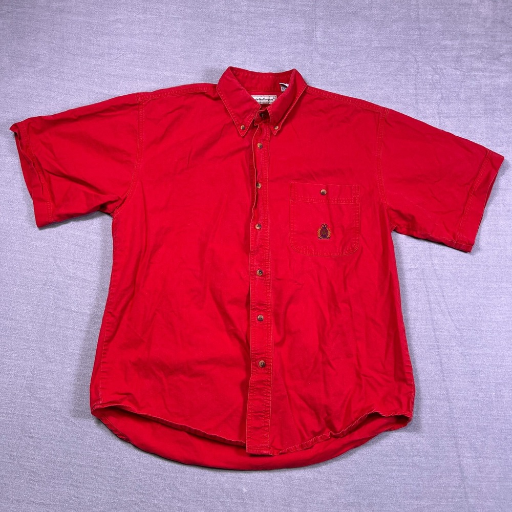 Bugle Boy Company Mens Red Short Sleeve Chest Pocket Button-Down Shirt Size L